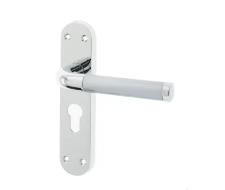 Click Here To Enlarge This Photo Of JV431EPCSC Frelan Hardware Jedo Twin Suite Door Handle on Euro Profile Lockplate Polished Chrome/Satin Chrome