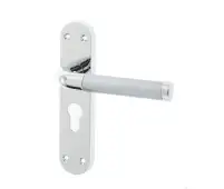 JV431EPCSC Frelan Hardware Jedo Twin Suite Door Handle on Euro Profile Lockplate Polished Chrome/Satin Chrome