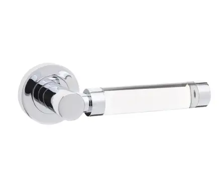 Click Here To Enlarge This Photo Of JH5314PC Frelan Hardware Jedo Milo Door Handles on Rose - Plain Glass/Polished Chrome