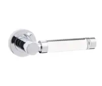 JH5314PC Frelan Hardware Jedo Milo Door Handles on Rose - Plain Glass/Polished Chrome