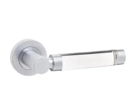 Click Here To Enlarge This Photo Of JH5314SC Frelan Hardware Jedo Milo Door Handles on Rose - Plain Glass/Satin Chrome