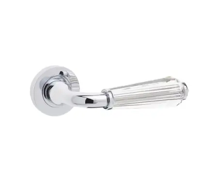 Click Here To Enlarge This Photo Of JH5312PC Frelan Hardware Jedo Fluted Door Handles on Rose - Glass/Polished Chrome
