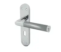 JV436PCSC Frelan Hardware Jedo Mitred Suite Door Handles on Lockplate Polished Chrome/Satin Chrome