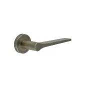 JV851AB Frelan Hardware Jedo 'Geo' Lever Handles on Round Rose - Antique Brass