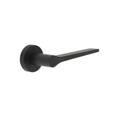 Click Here To Enlarge This Photo Of JV851MB Frelan Hardware Jedo 'Geo' Lever Handles on Round Rose - Matt Black