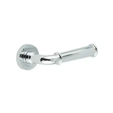 Click Here To Enlarge This Photo Of JV847PC Frelan Hardware Jedo 'Classic' Lever Handles on Round Rose - Polished Chrome