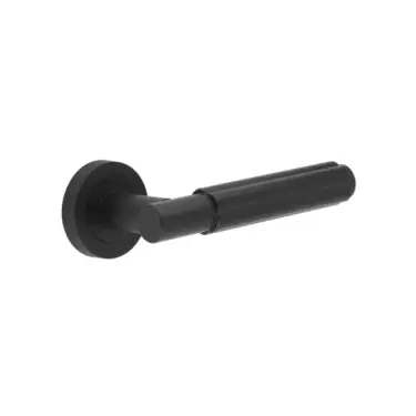 Click Here To Enlarge This Photo Of JV848MB Frelan Hardware Jedo 'Bloom' Lever Handles on Round Rose - Matt Black