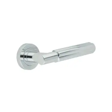 Click Here To Enlarge This Photo Of JV848PC Frelan Hardware Jedo 'Bloom' Lever Handles on Round Rose - Polished Chrome