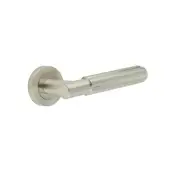 JV848SN Frelan Hardware Jedo 'Bloom' Lever Handles on Round Rose - Satin Nickel