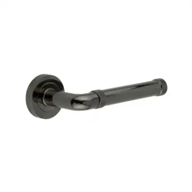Click Here To Enlarge This Photo Of JV853BN Frelan Hardware Jedo 'Midtown' Lever Handles on Round Rose - Black Nickel