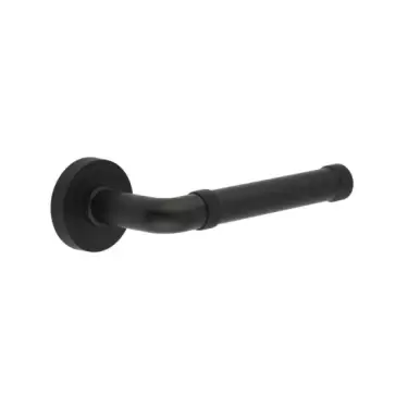 Click Here To Enlarge This Photo Of JV853MB Frelan Hardware Jedo 'Midtown' Lever Handles on Round Rose - Matt Black