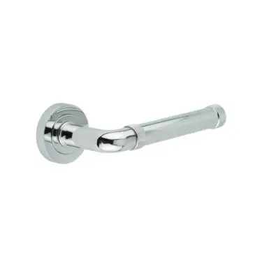 Click Here To Enlarge This Photo Of JV853PC Frelan Hardware Jedo 'Midtown' Lever Handles on Round Rose - Polished Chrome