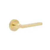 JV600SB Frelan Hardware Jedo 'Jet' Lever Handles on Round Rose Satin Brass
