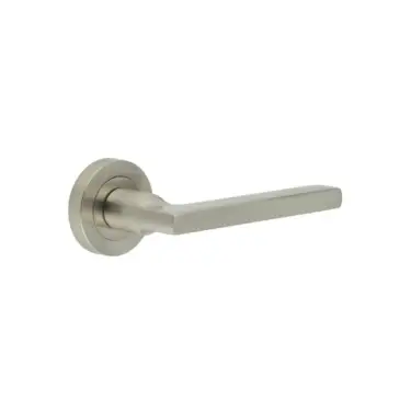 Click Here To Enlarge This Photo Of JV600SN Frelan Hardware Jedo 'Jet' Lever Handles on Round Rose Satin Nickel