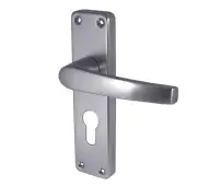 J5601E Frelan Hardware Contract Door Handle on Euro Profile Lockplate Satin Anodised Aluminium