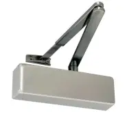 JD150SE Frelan Hardware Jedo Standard EN.2-4 Overhead Door Closer with Black Arm - Silver Enamelled