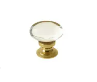 JH1162PB Frelan Hardware Jedo Oval Glass Cupboard Knob 41x26mm Polished Brass