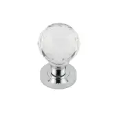 JH4255PC Frelan Hardware Kontrax Faceted Glass Mortice Knobs Polished Chrome