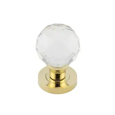 Click Here To Enlarge This Photo Of JH4255PVD Frelan Hardware Kontrax Faceted Glass Mortice Knobs Polished Brass