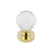 JH4255PVD Frelan Hardware Kontrax Faceted Glass Mortice Knobs Polished Brass