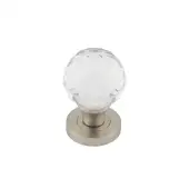 JH4255SN Frelan Hardware Kontrax Faceted Glass Mortice Knobs Satin Nickel