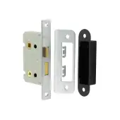 JL450SN Frelan Hardware Jedo Kontrax Bathroom Lock with Square Forend & Radiused Strike Plate 65mm Satin Nickel