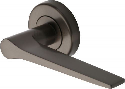 Click Here To Enlarge This Photo Of V4189-MB Heritage Brass Door Handle Lever on Rose Gio Design Matt Bronze Finish