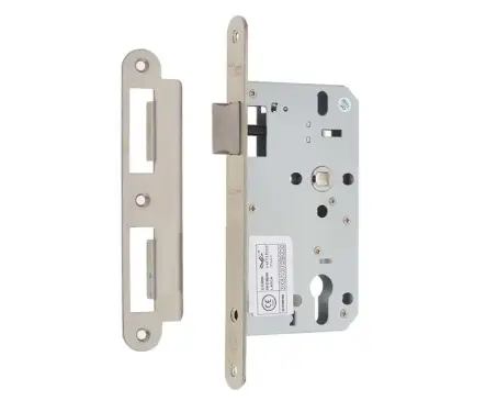 Click Here To Enlarge This Photo Of JL-DL60RSSS Frelan Hardware Jedo Din Latch 60mm backset Satin Stainless Steel (Radius Forend & Strike)