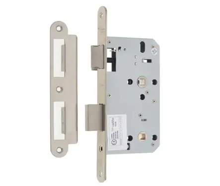 Click Here To Enlarge This Photo Of JL-DB60RSSS Frelan Hardware Jedo 78mm Din Bathroom Lock 60mm backset Satin Stainless Steel (Radius Forend & Strike)