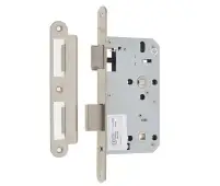 JL-DB60RSSS Frelan Hardware Jedo 78mm Din Bathroom Lock 60mm backset Satin Stainless Steel (Radius Forend & Strike)