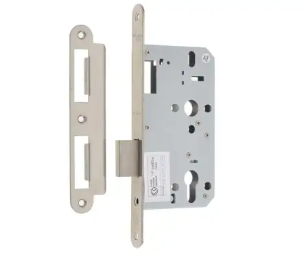 Click Here To Enlarge This Photo Of JL-DD60RSSS Frelan Hardware Jedo Din Deadlock 60mm backset Satin Stainless Steel (Radius Forend & Strike)