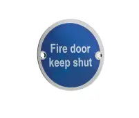 JS100SSS Frelan Hardware (Stainless Steel) Fire Door Keep Shut Sign 75mm Satin Stainless Steel