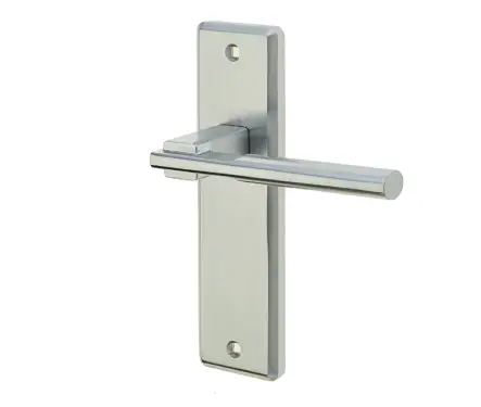 Click Here To Enlarge This Photo Of JV3013SC Frelan Hardware Delta Suite Door Handles on Latchplate Satin Chrome