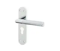 JV436EPCSC Frelan Hardware Mitred Suite Door Handle on Euro Profile Lockplate Polished Chrome/Satin Chrome