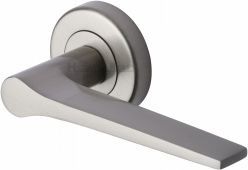 V4189-SN Heritage Brass Door Handle Lever on Rose Gio Design Satin Nickel Finish