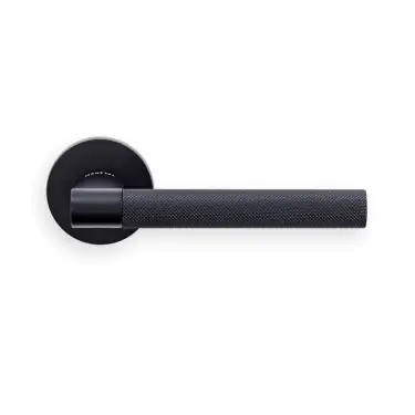 Click Here To Enlarge This Photo Of HN5MB Carlisle Brass Manital 'Hey Rete' Lever Handle on Round Rose - Matt Black