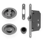 AW110RDBZPVD - Alexander & Wilks Radius Sliding Door Lock Set (Round Roses)  - Dark Bronze PVD