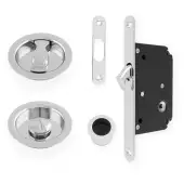 AW110RPC - Alexander & Wilks Radius Sliding Door Lock Set (Round Roses)  - Polished Chrome