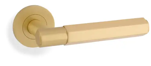 Click Here To Enlarge This Photo Of AW224SB - Alexander & Wilks Spitfire Hex Lever on Round Rose - Satin Brass