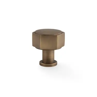 Click Here To Enlarge This Photo Of AW828-33-AB - Alexander & Wilks Vesper Hex 33mm Cabinet Knob - Antique Brass