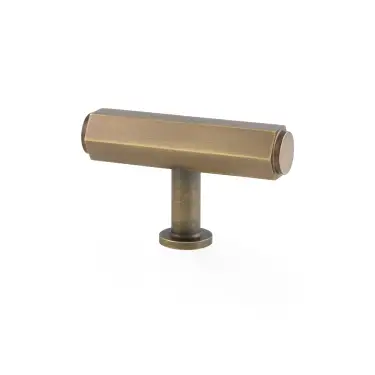 Click Here To Enlarge This Photo Of AW829-55-AB - Alexander & Wilks Vesper Hex 55mm T-Bar Cabinet Knob - Antique Brass