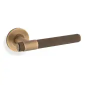 AW240AB - Alexander & Wilks Knurled Kingston Lever on Round Rose - Antique Brass