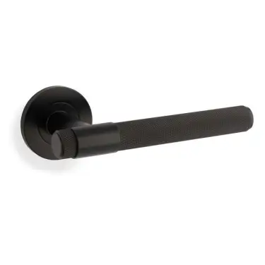 Click Here To Enlarge This Photo Of AW240BL - Alexander & Wilks Knurled Kingston Lever on Round Rose - Black