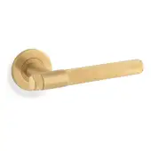 AW240SBPVD - Alexander & Wilks Knurled Kingston Lever on Round Rose - Satin Brass PVD
