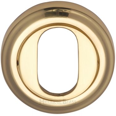 Click Here To Enlarge This Photo Of V5010-PB Heritage Brass Oval Profile Cylinder Escutcheon Polished Brass Finish