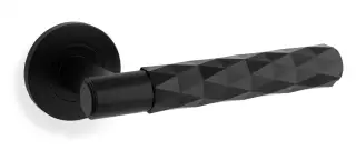 AW226BL - Alexander & Wilks Diamond Cut Spitfire Lever on Round Rose - Black