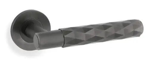 Click Here To Enlarge This Photo Of AW226DBZPVD - Alexander & Wilks Diamond Cut Spitfire Lever on Round Rose - Dark Bronze PVD