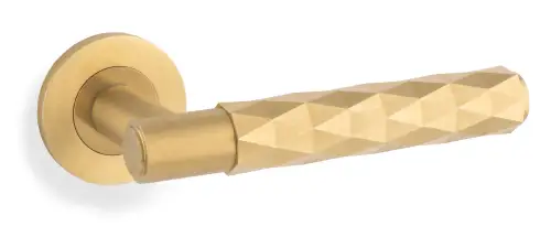 Click Here To Enlarge This Photo Of AW226SBPVD - Alexander & Wilks Diamond Cut Spitfire Lever on Round Rose - Satin Brass PVD