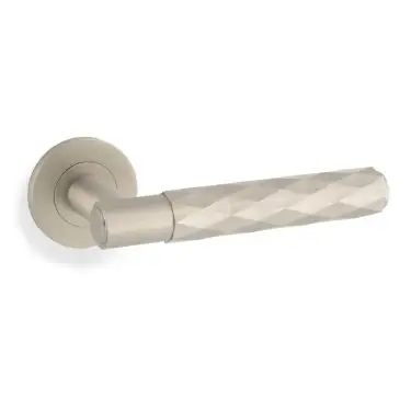 Click Here To Enlarge This Photo Of AW226SN - Alexander & Wilks Diamond Cut Spitfire Lever on Round Rose - Satin Nickel