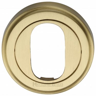 Click Here To Enlarge This Photo Of V5010-SB Heritage Brass Oval Profile Cylinder Escutcheon Satin Brass Finish